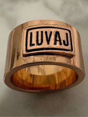 Luv Aj Rose Gold Logo Plaque Ring